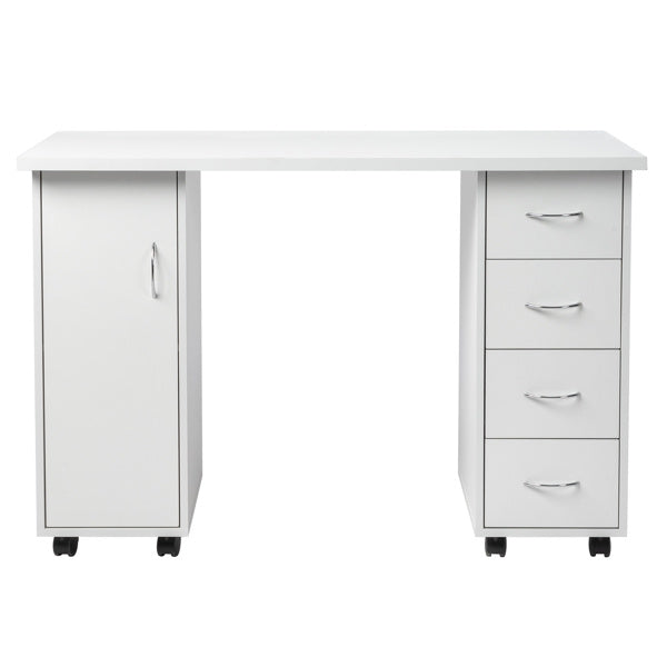 White One Door Four Drawers Computer Desk