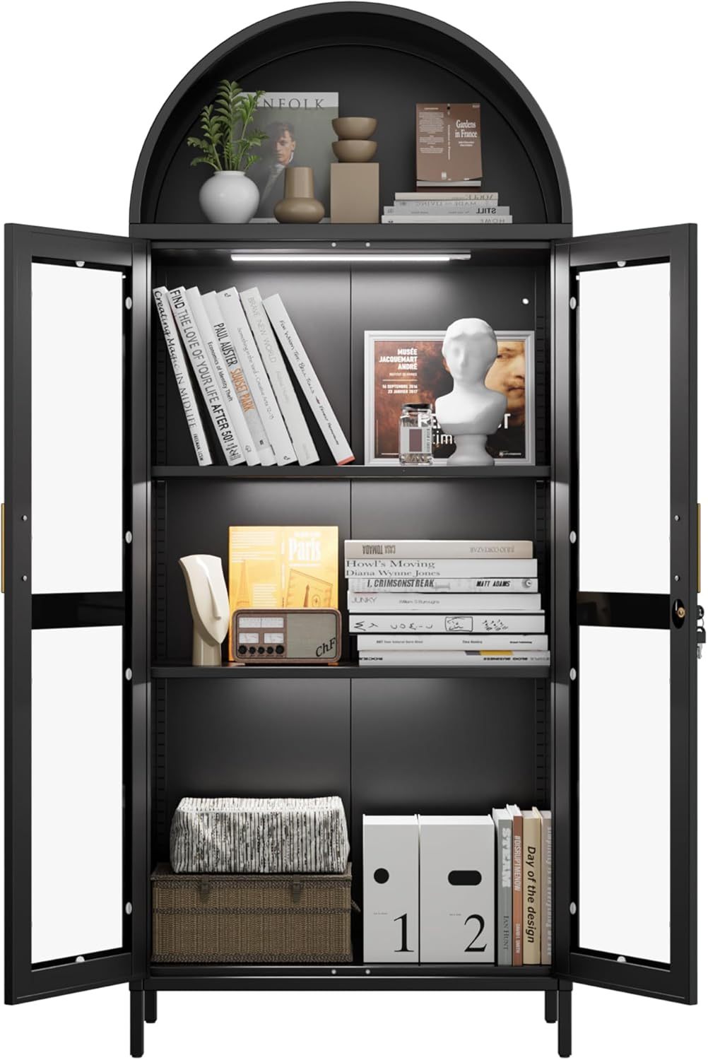 Metal Arched Cabinet With LED Strips