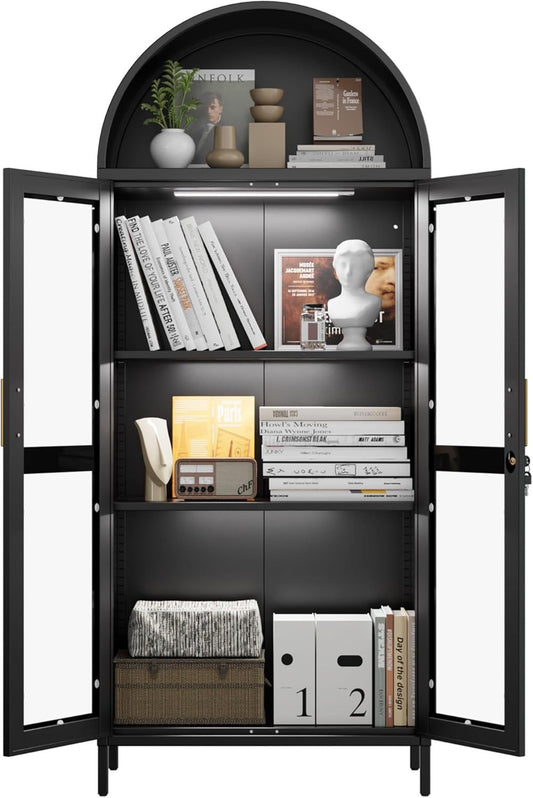 Metal Arched Cabinet With LED Strips