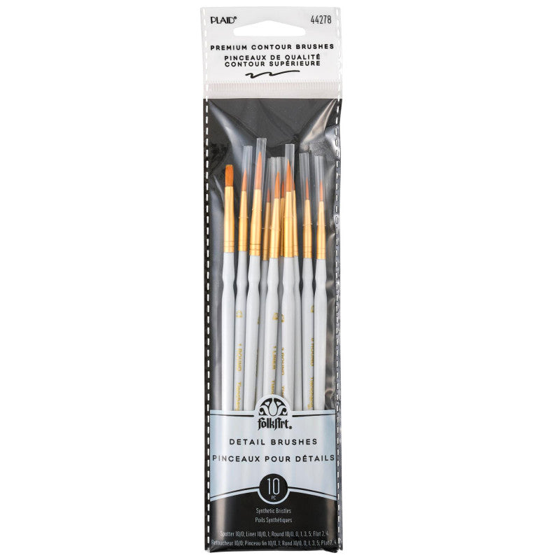 DETAIL ROUND PAINT BRUSH SET 10CT FOLKART