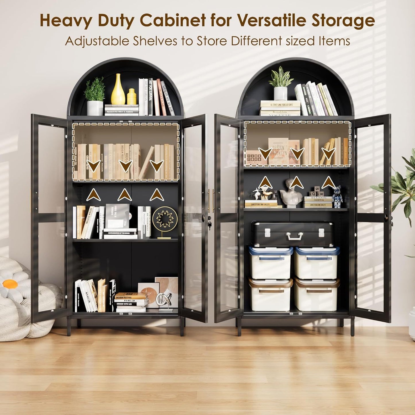 Metal Arched Cabinet With Lock