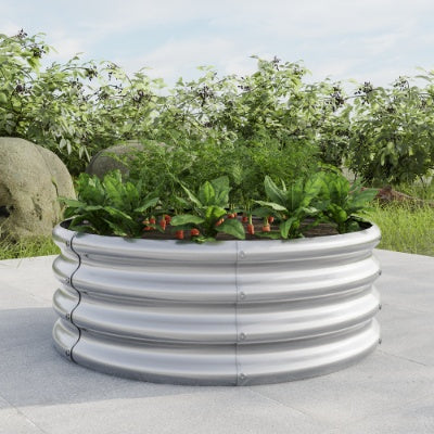 32.08x11.4 Tall Round Raised Garedn Bed,Metal Raised Beds For Vegetables, Outdoor Garden Raised Planter Box, Patio Planter Raised Beds For Flowers, Herbs, Fruits