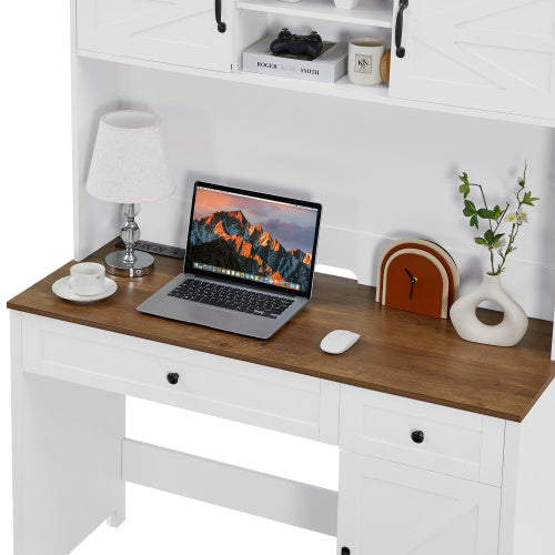 Farmhouse Style Office Desk With Charging Station
