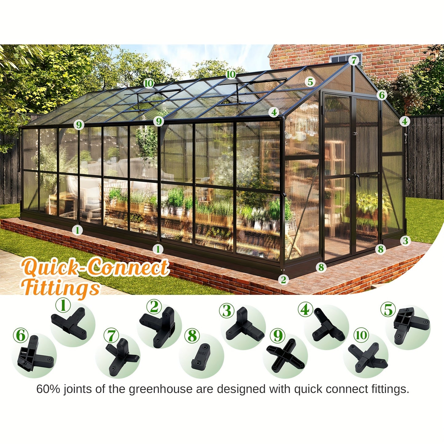 Premium 8x18ft Polycarbonate Greenhouse