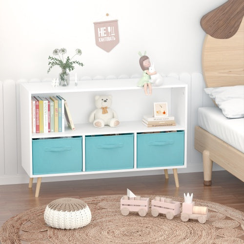 Children's Bookshelf With Foldable Fabric Drawers