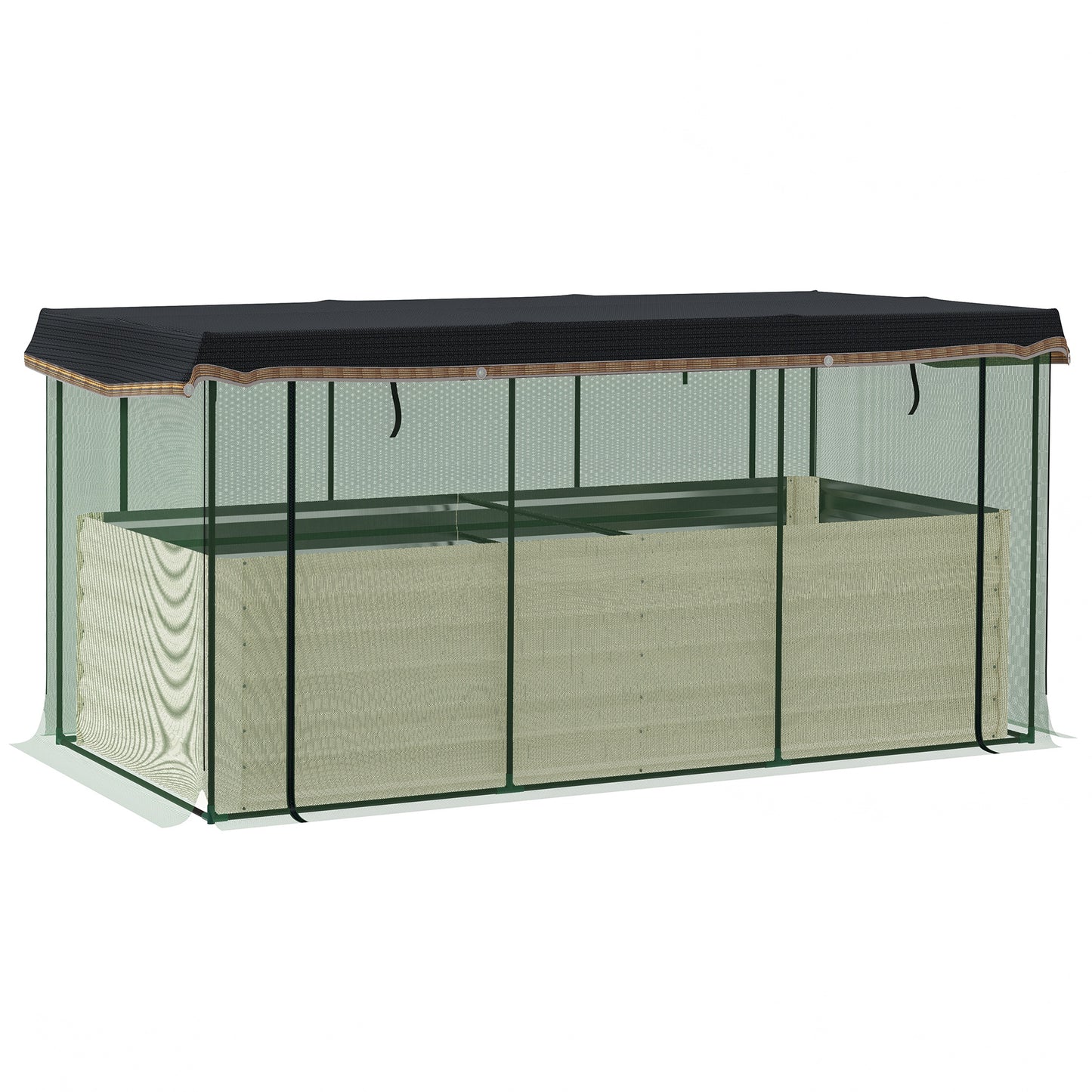 Galvanized Steel Planter Box with Crop Cage and Shade Cloth, Raised Garden Bed