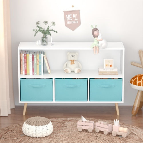 Children's Bookshelf With Foldable Fabric Drawers
