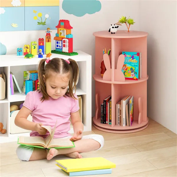 2-Tier Kids Rotating Bookshelf
