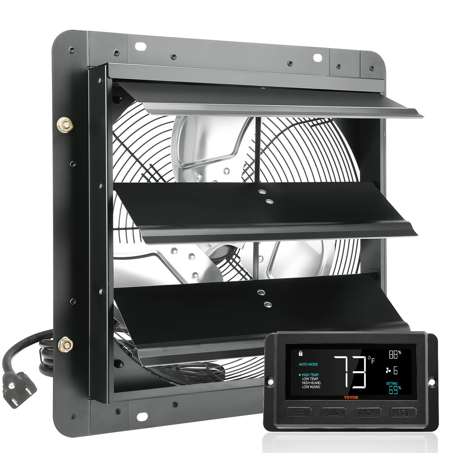 VEVOR Shutter Exhaust Fan, With Temperature Humidity Controller for greenhouse