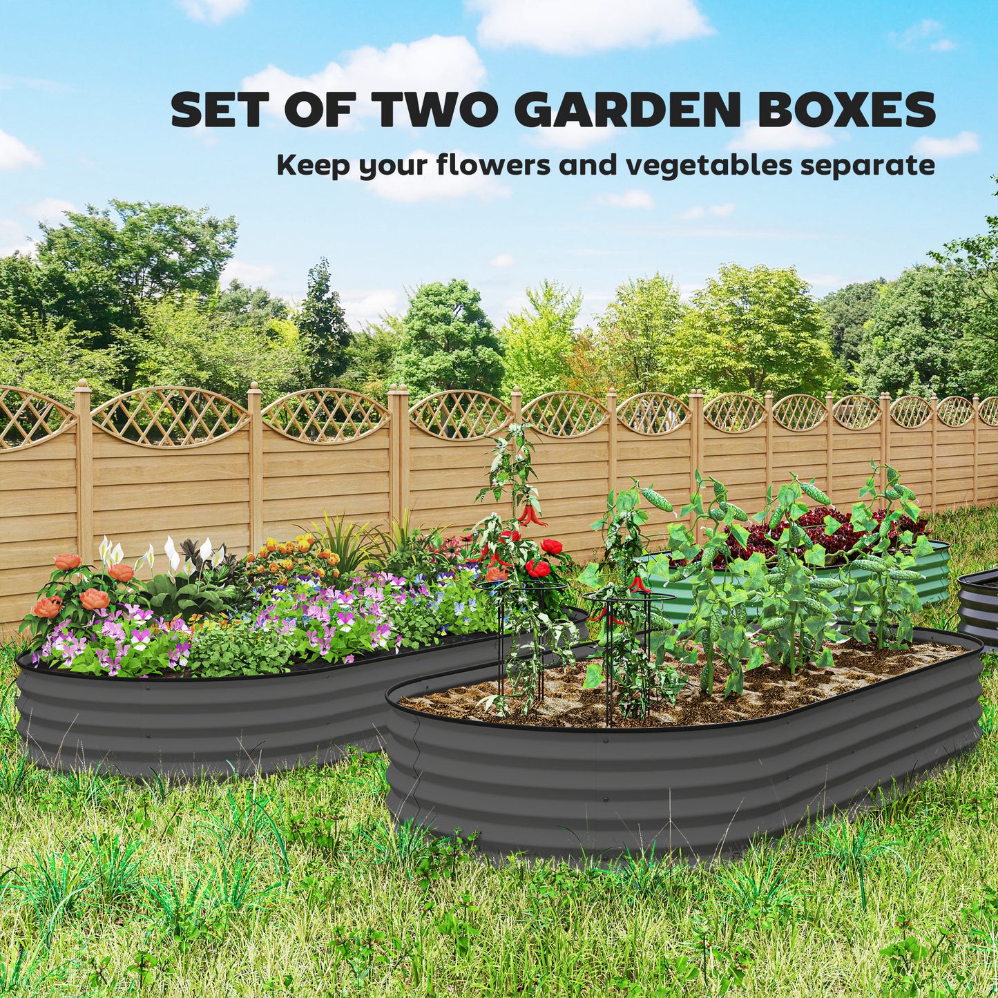 7' x 3' x 1' Raised Garden Bed Set, 2PCS