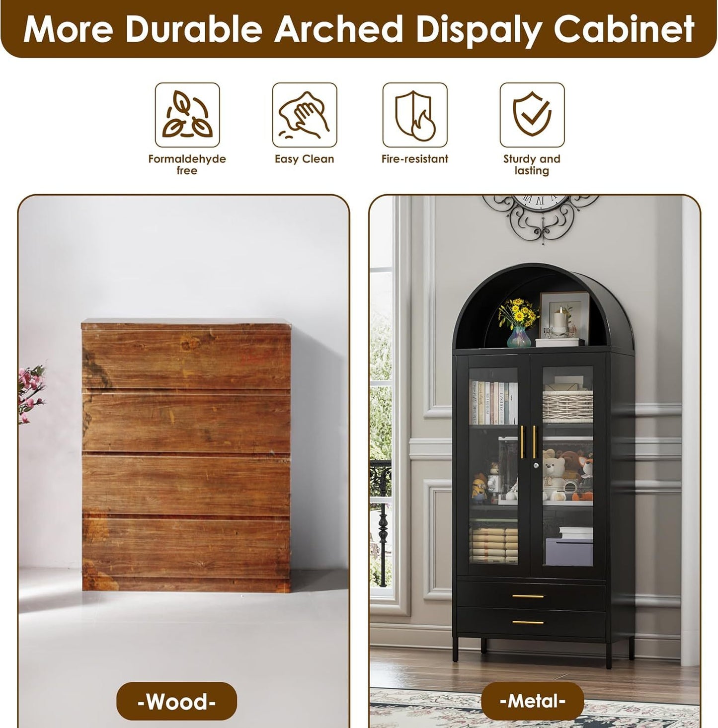 Tall Metal Arched Cabinet