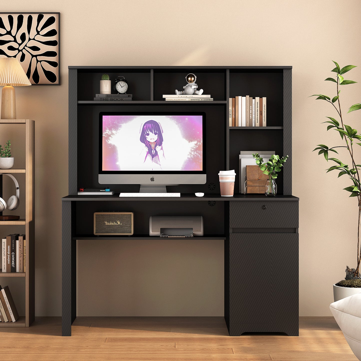 Computer Desk With Hutch & Bookshelf