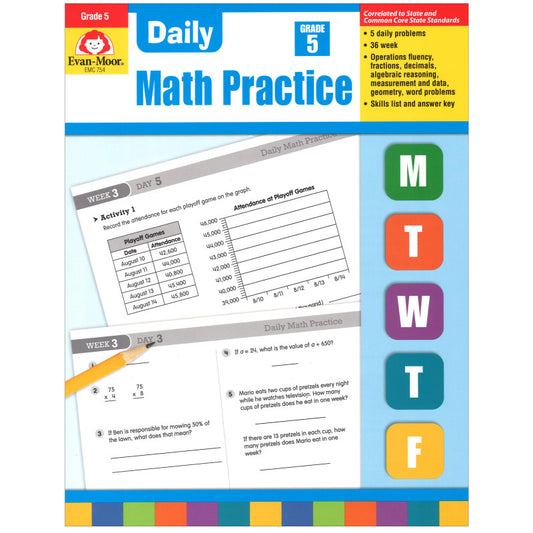 DAILY MATH PRACTICE GR 5 BOOK