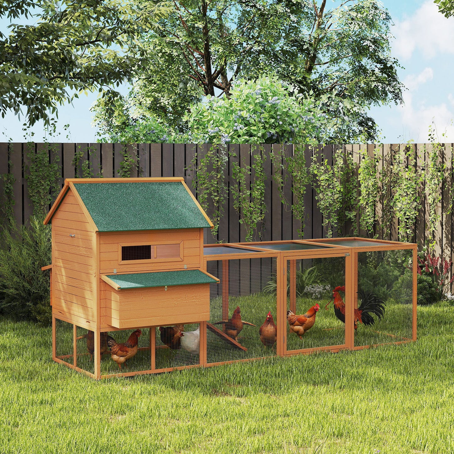 Lockable Chicken Coop Kit with Nesting Box & Run