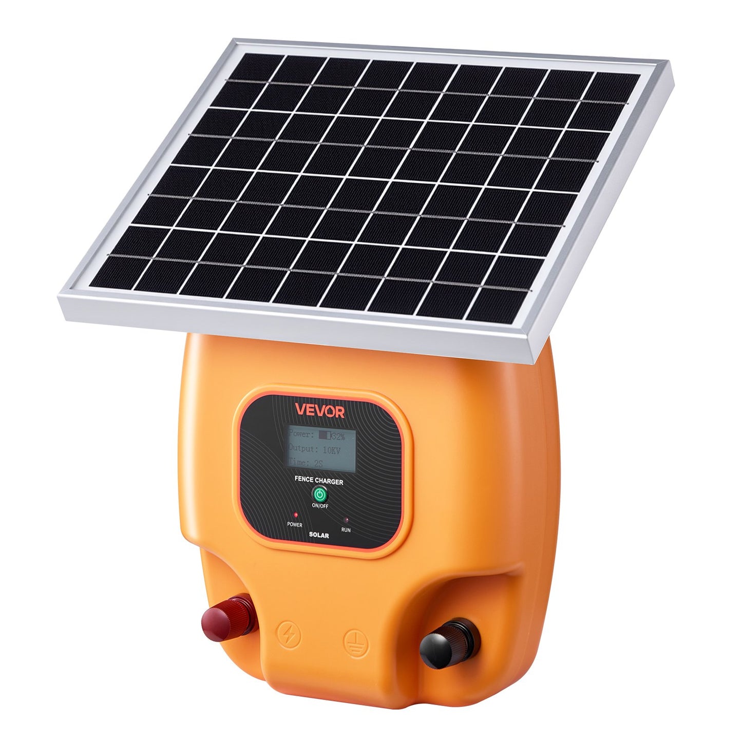 Solar Fence Charger,  0.6J 8kV Solar Powered Fence Charger, 1.86 Miles Range, Electric Fence Energizer Kit