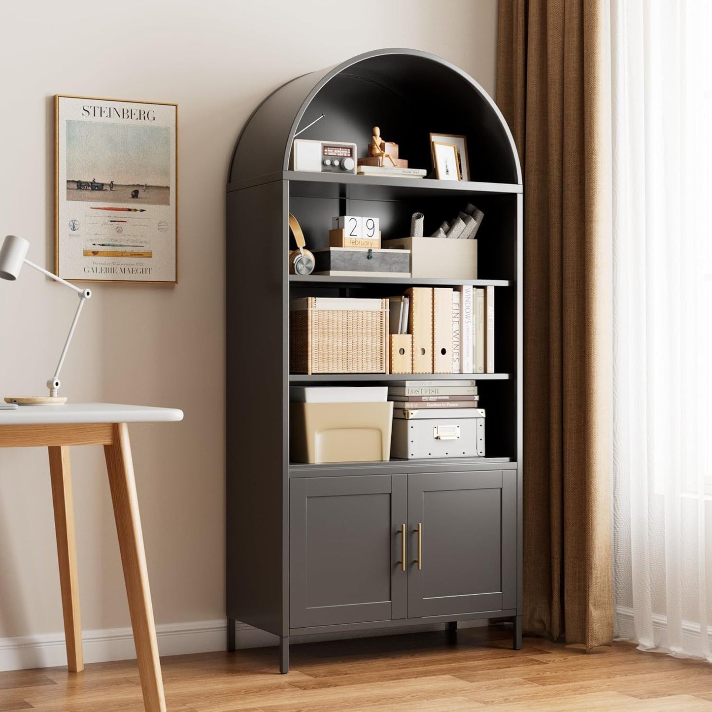 Metal Arched Bookcase