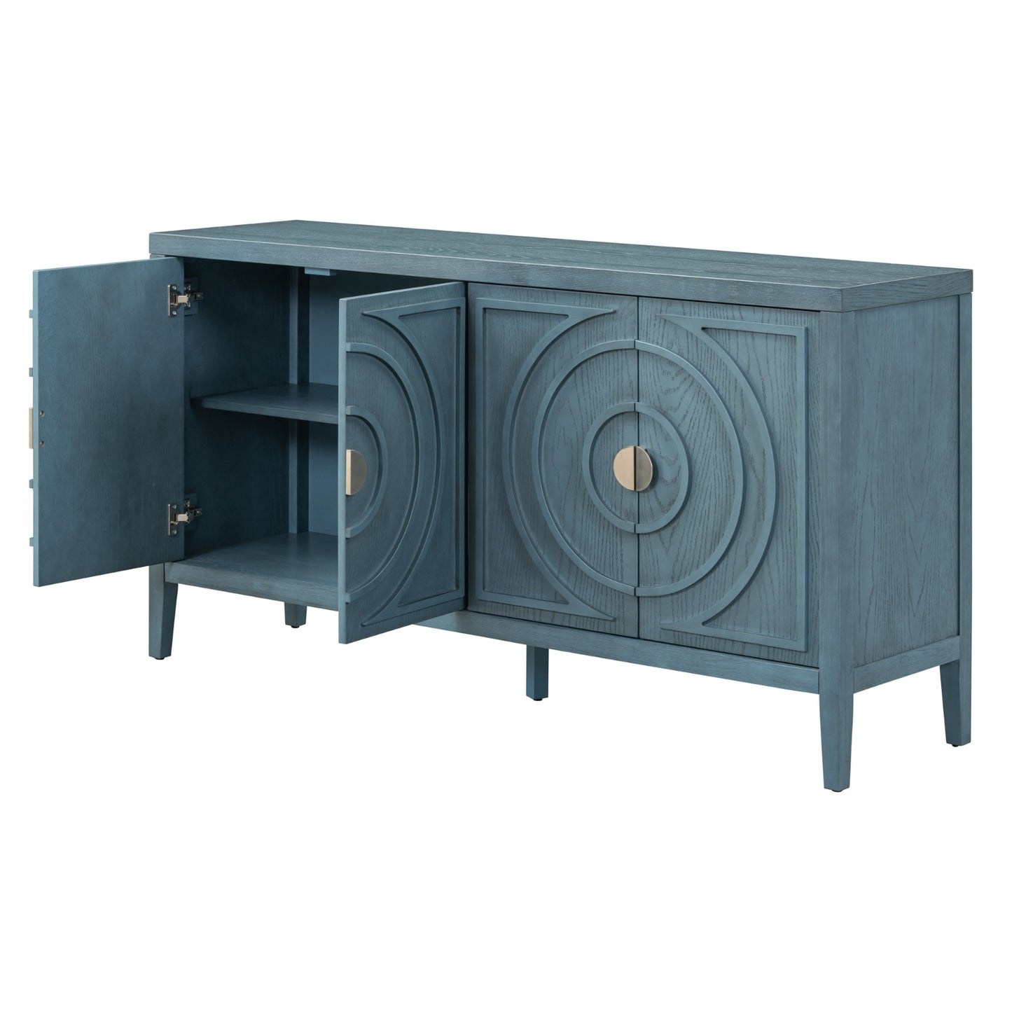 Retro Sideboard With Circular Groove & Round Metal Handle