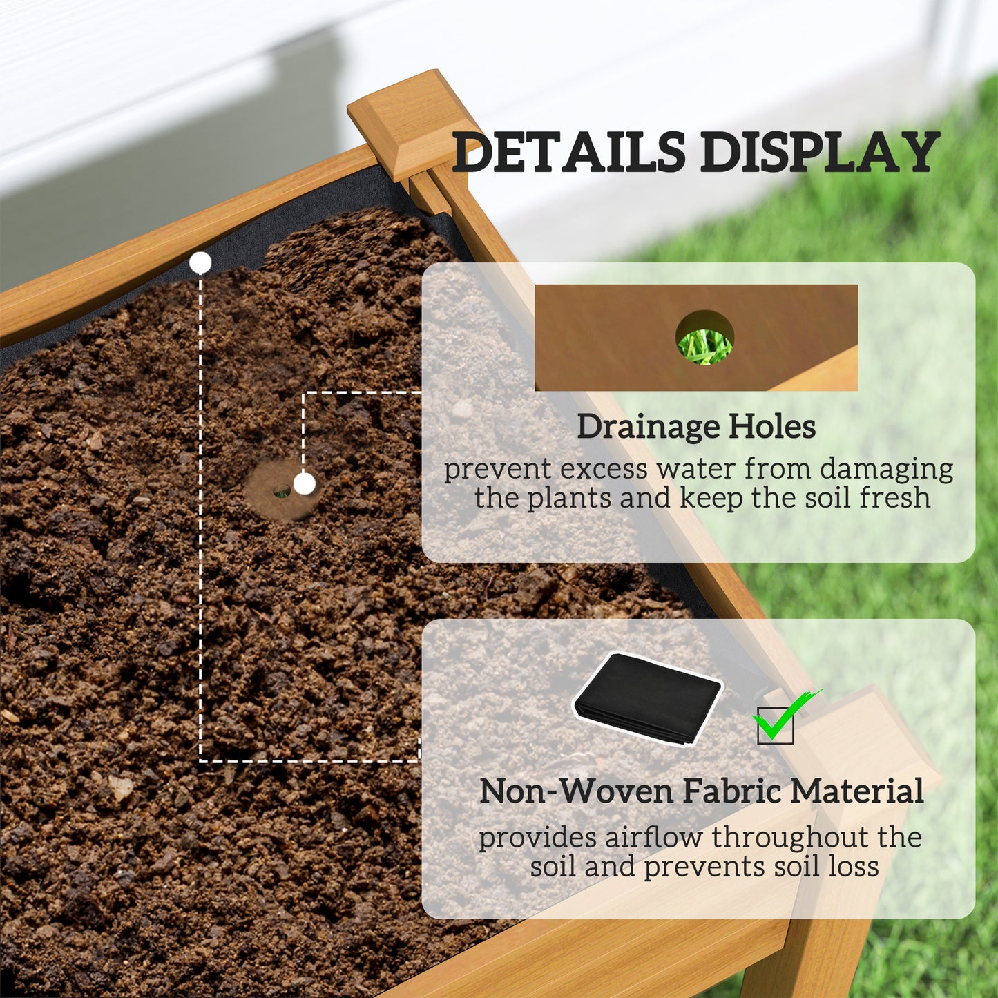 Raised Garden Bed with PE Greenhouse Cover 48 x 22 x 46 inch