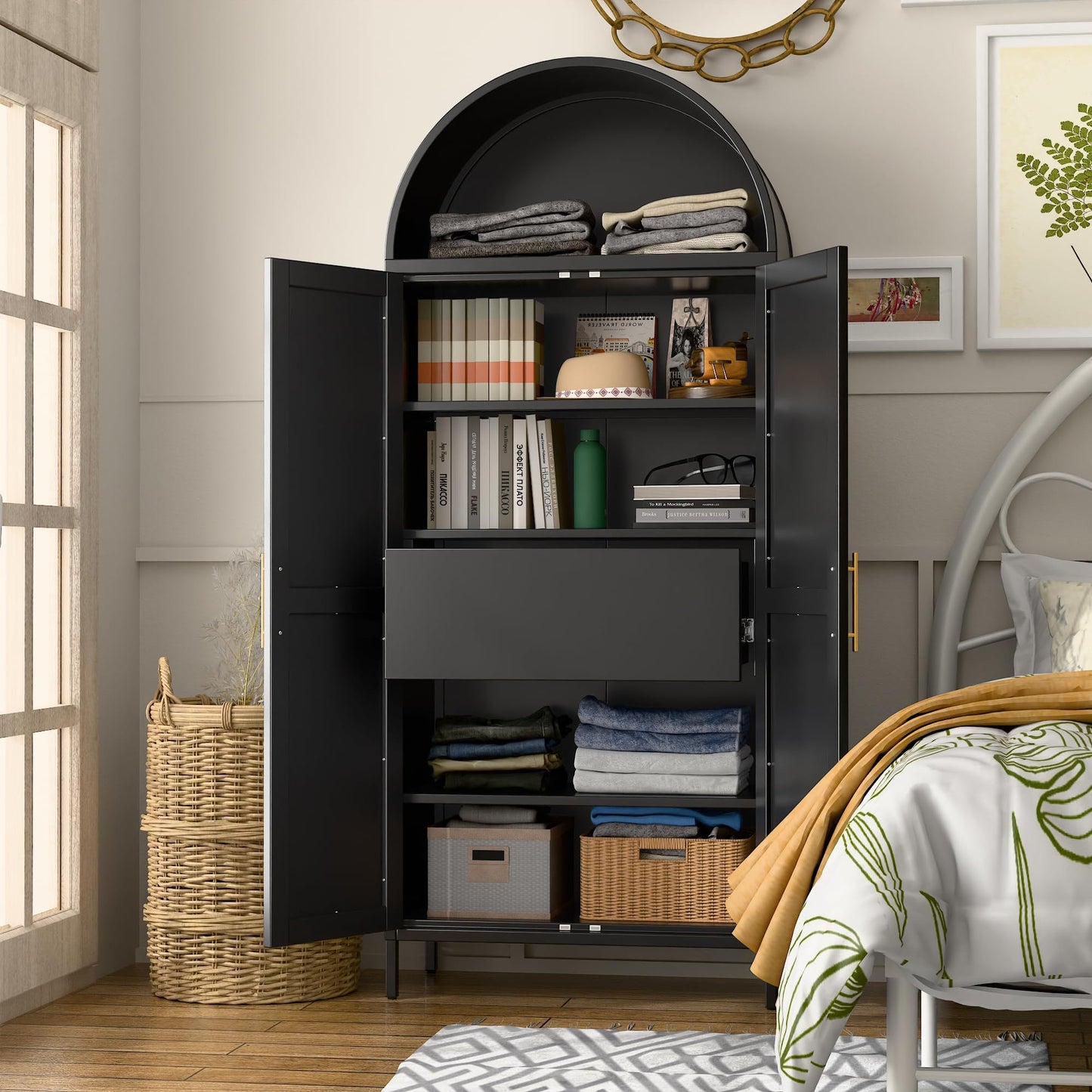 Tall Metal Arched Cabinet