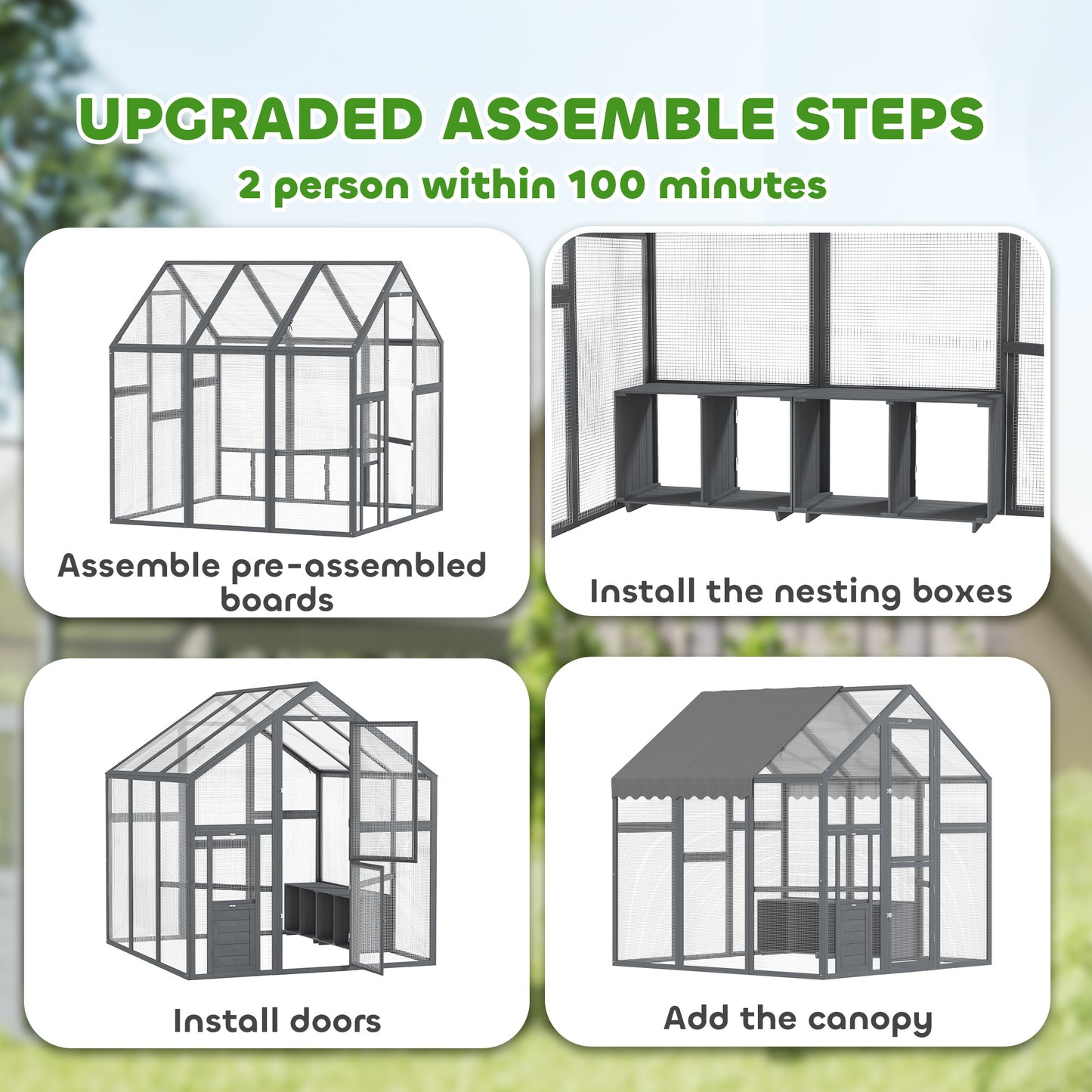 Large Wooden Chicken Run With Waterproof & Anti-UV Cover
