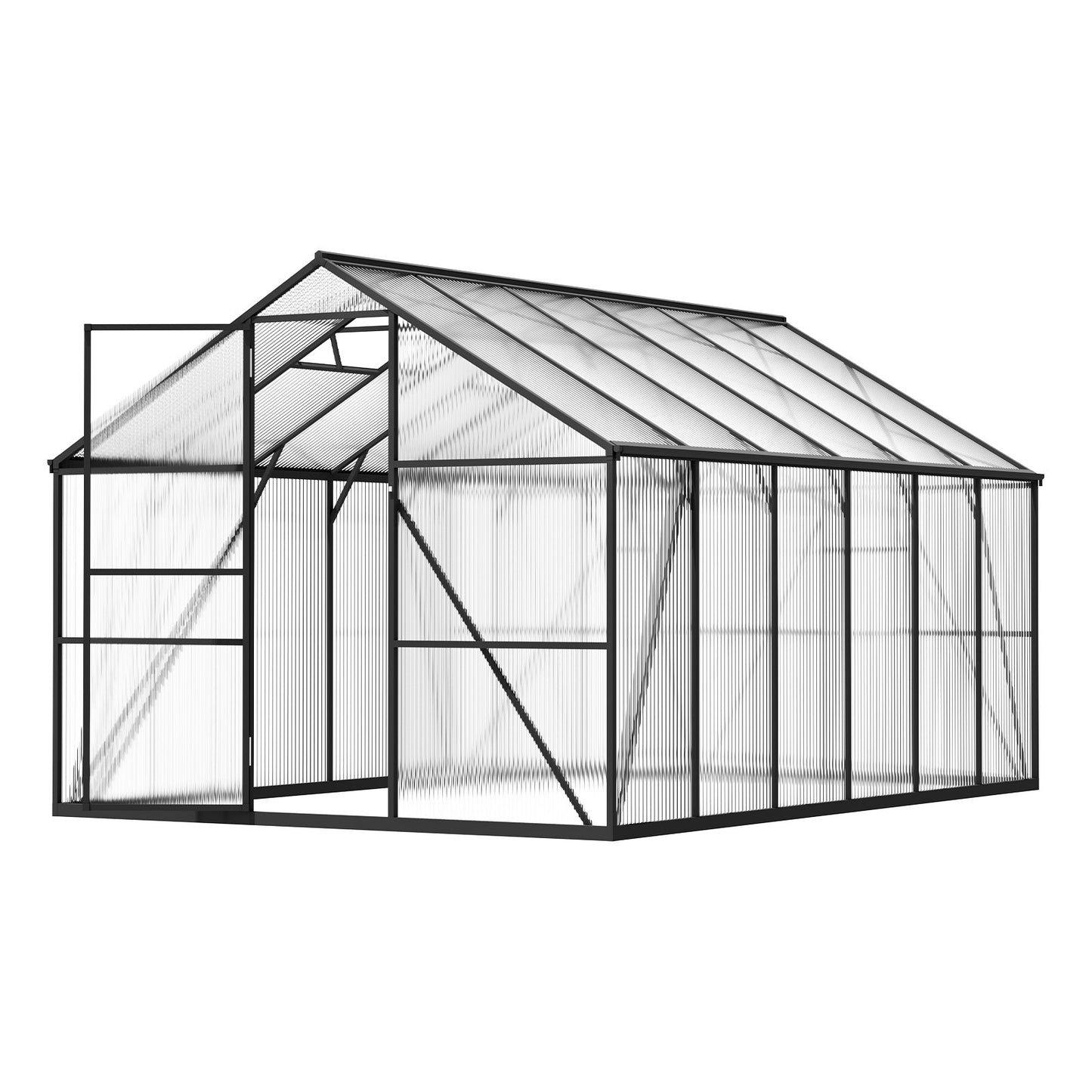 8 X 12 FT Polycarbonate Greenhouse, Heavy Duty Outdoor Green House With Adjustable Vent & Push-Pull Lockable Door