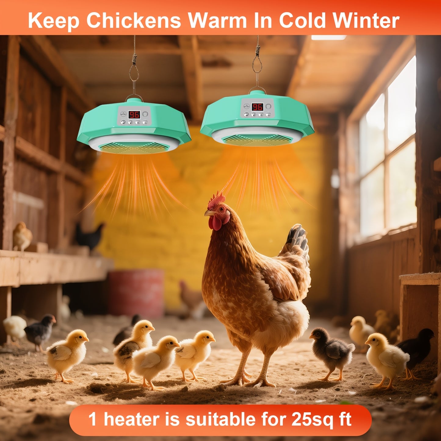 Chick Brooder Heater with Digital Display And Remote Control Chicken Coop Heater