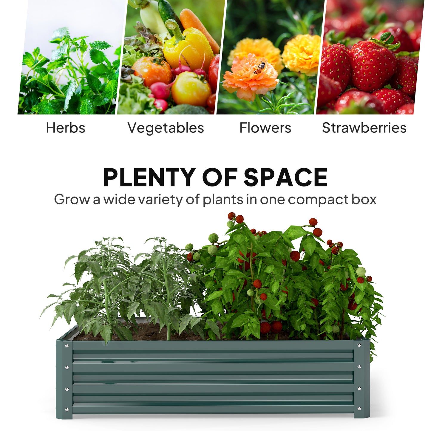 Galvanized Raised Garden Bed, 4' x 4' x 1'