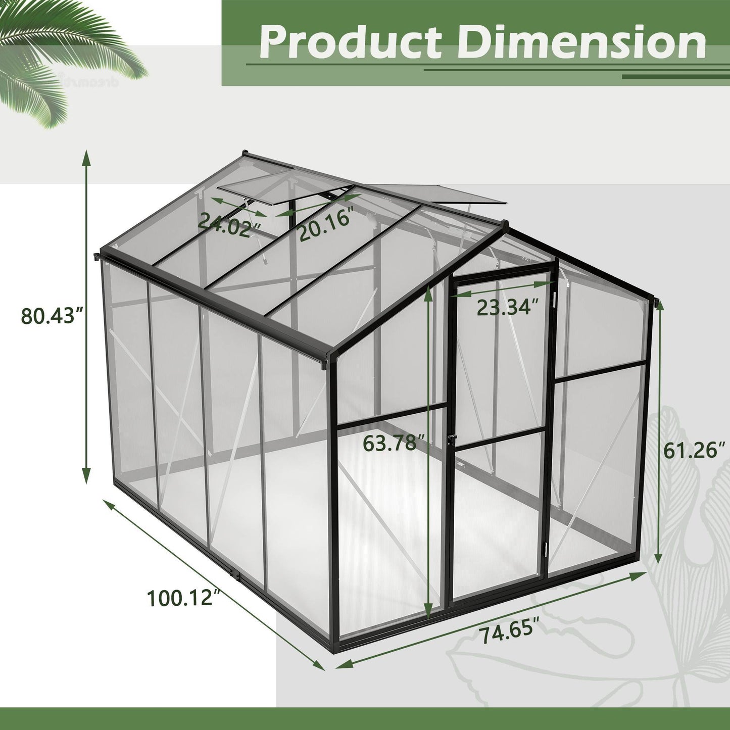 6x8 FT Polycarbonate Greenhouse
