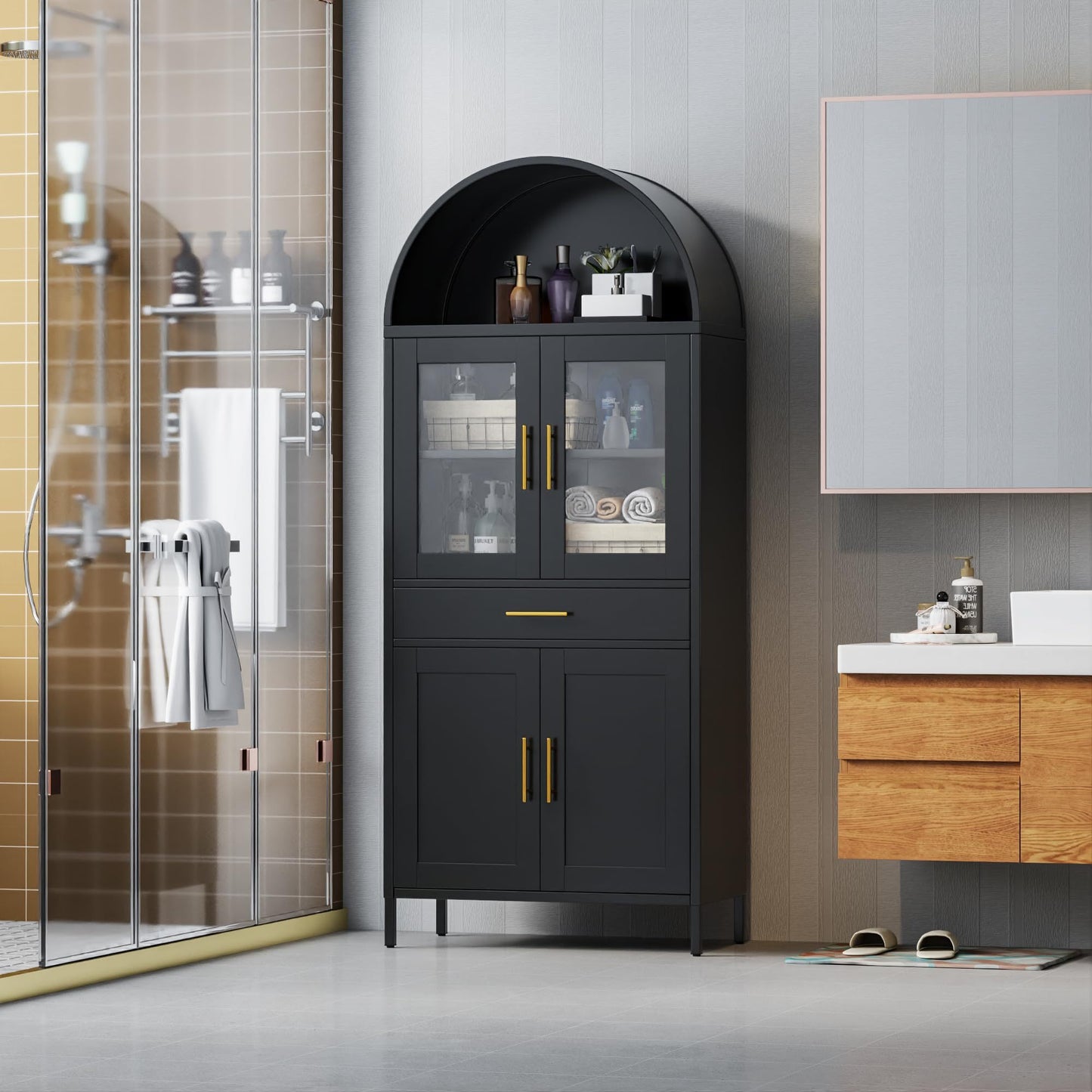 Metal Tall Arched  Cabinet