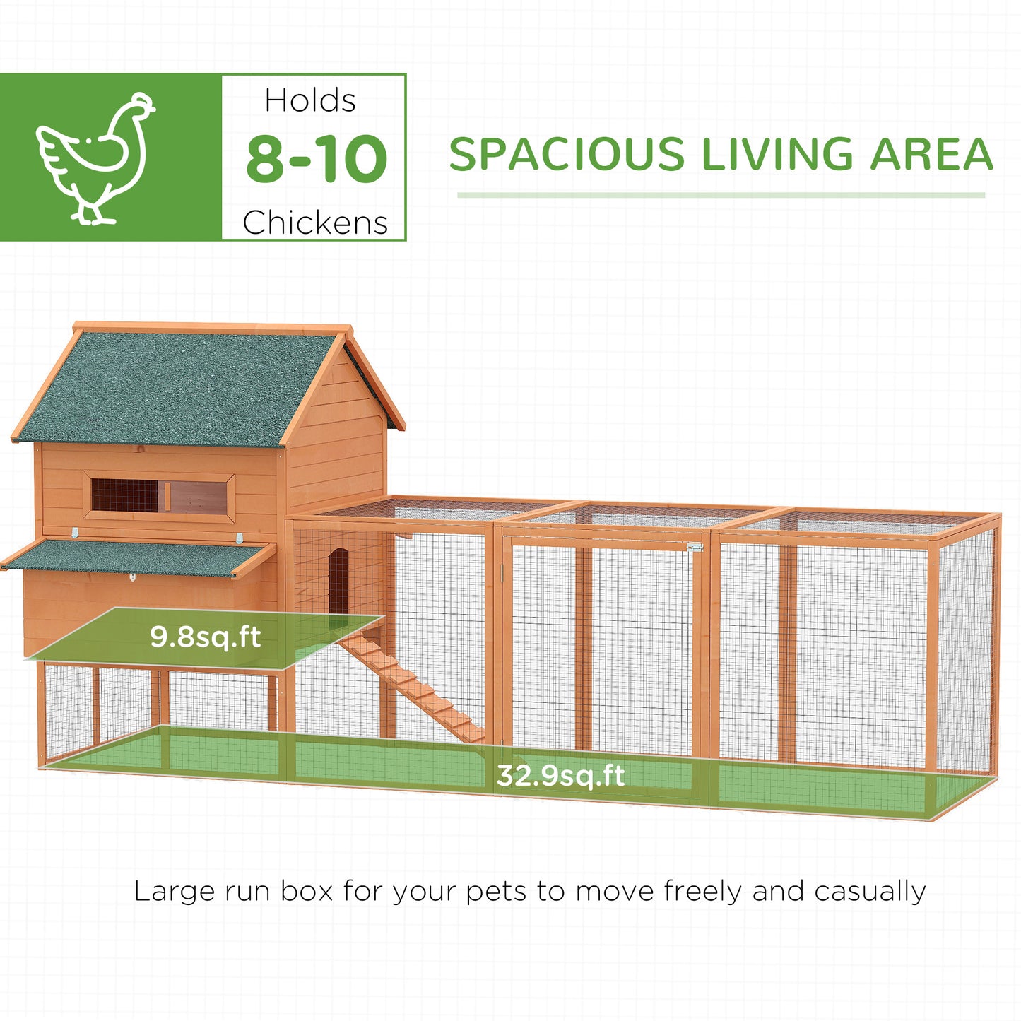 Lockable Chicken Coop Kit with Nesting Box & Run