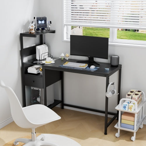 Computer Desk With Power Outlet  Storage Shelves