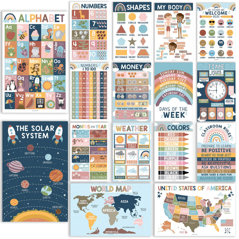 BOHO CLASS POSTERS 16CT