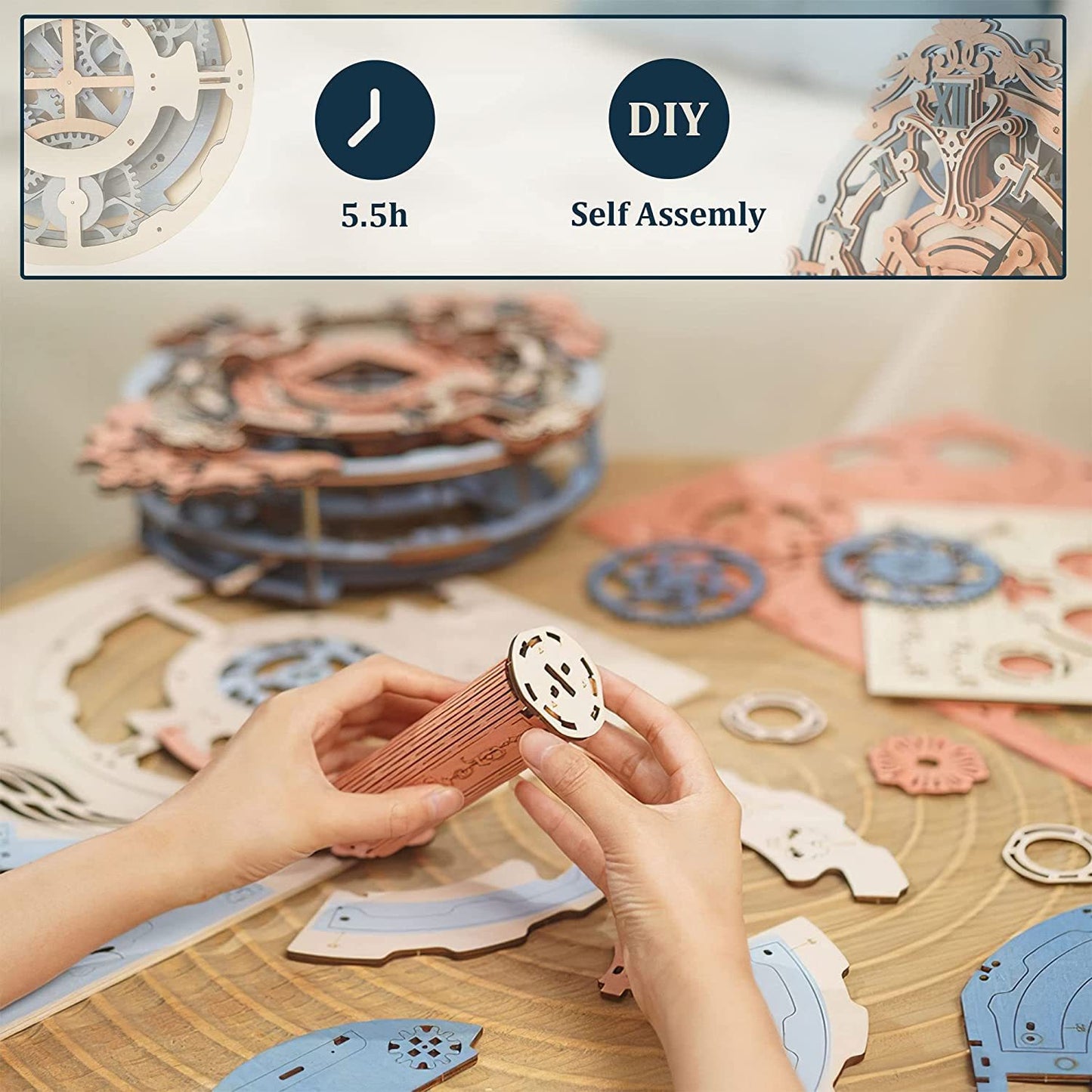 3D Wooden Puzzle Wall Clock STEM Kit