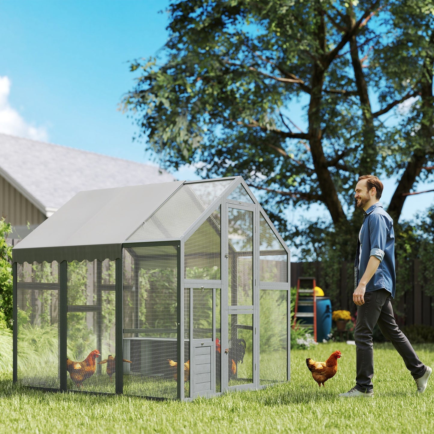Large Wooden Chicken Run With Waterproof & Anti-UV Cover