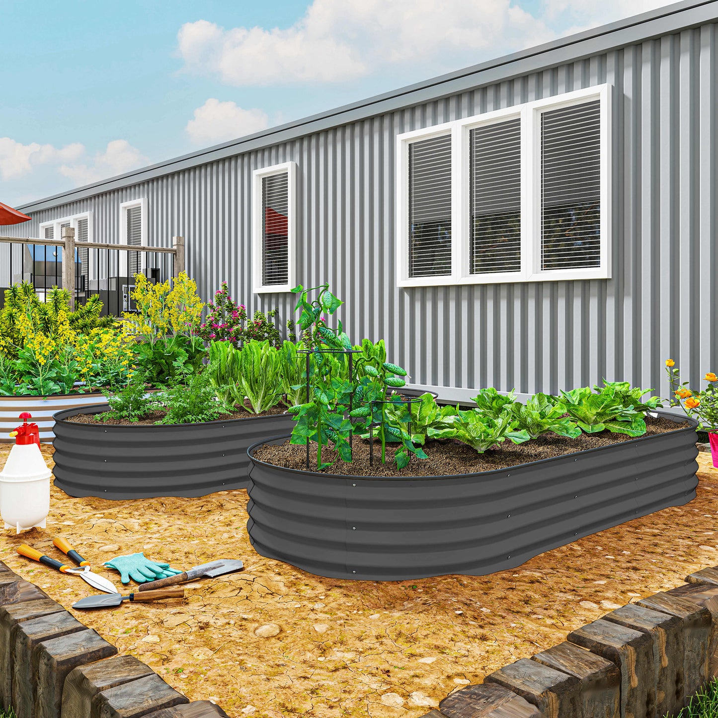 7' x 3' x 1' Raised Garden Bed Set, 2PCS