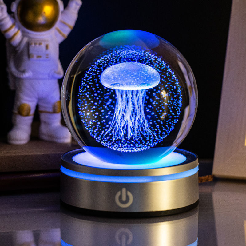 Creative 3D Inner Carving Luminous Crystal Ball Solar System Science Kit
