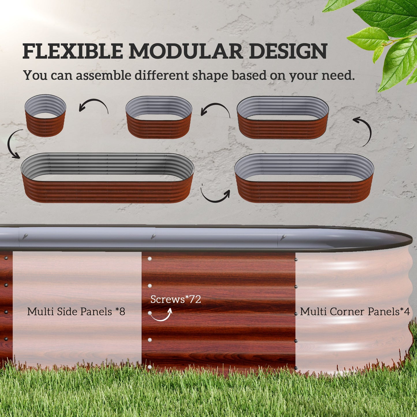 7.9' x 2' x 1.4' Galvanized Raised Garden Bed Kit
