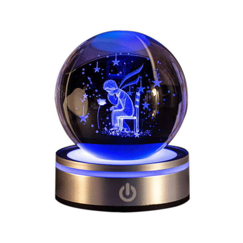 Creative 3D Inner Carving Luminous Crystal Ball Solar System Science Kit