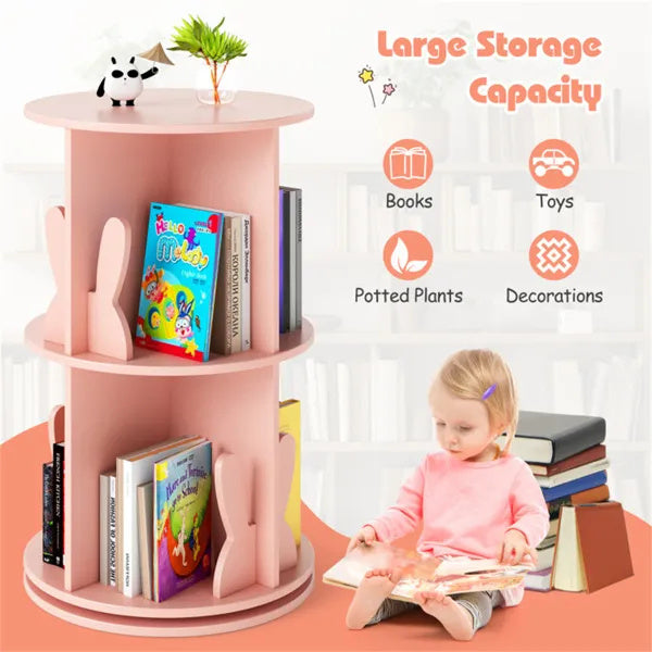 2-Tier Kids Rotating Bookshelf
