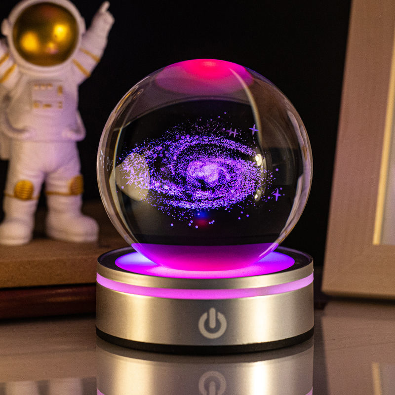 Creative 3D Inner Carving Luminous Crystal Ball Solar System Science Kit