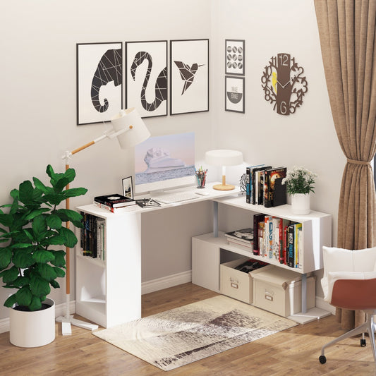 White Corner Computer Workstation with storage