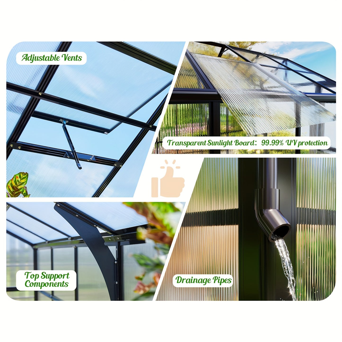 Premium 8x18ft Polycarbonate Greenhouse
