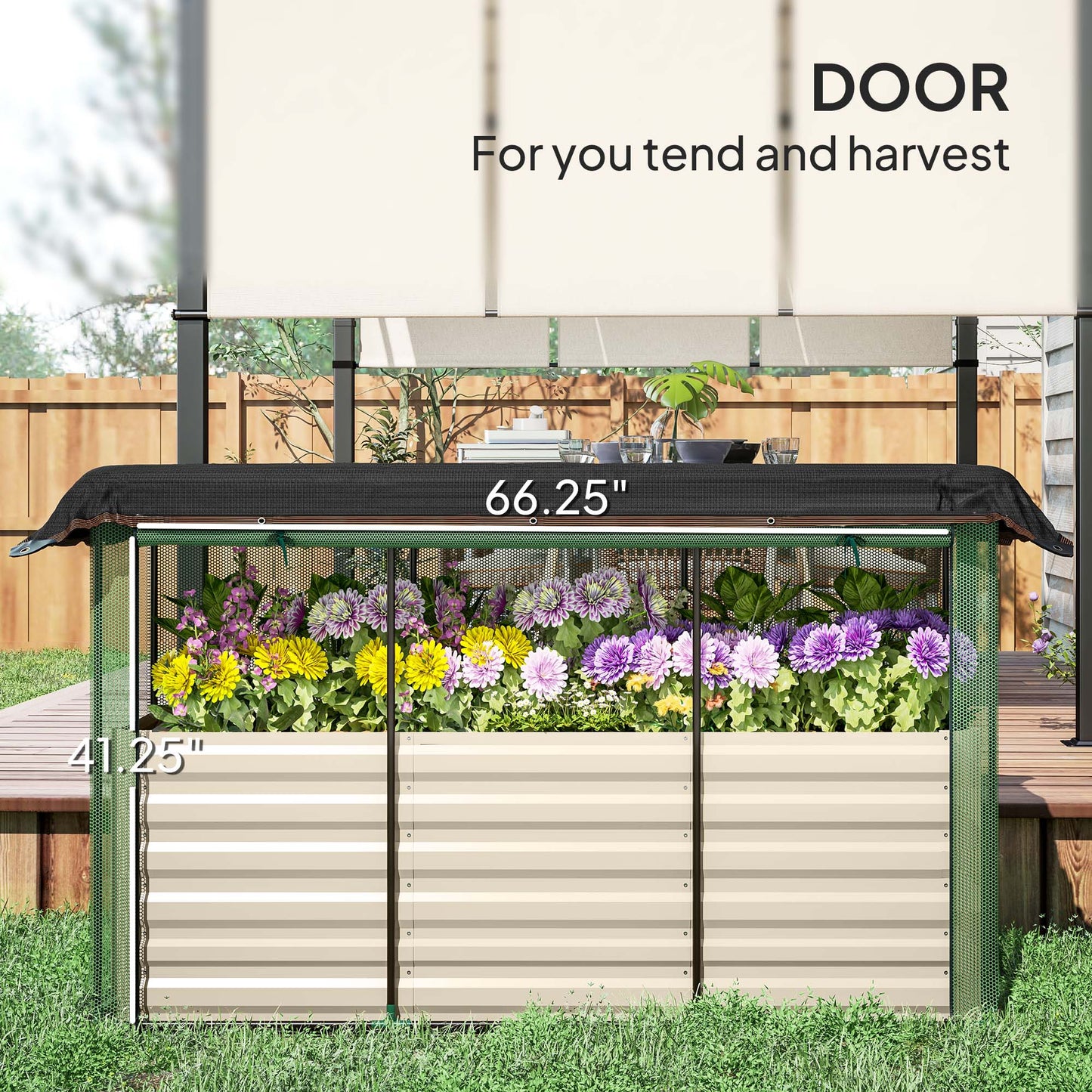 Galvanized Steel Planter Box with Crop Cage and Shade Cloth, Raised Garden Bed