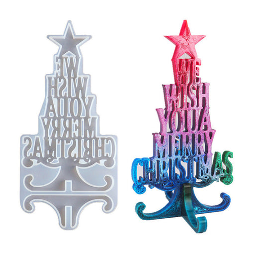 Crystal Epoxy Resin Christmas Tree Letter Desktop Decoration