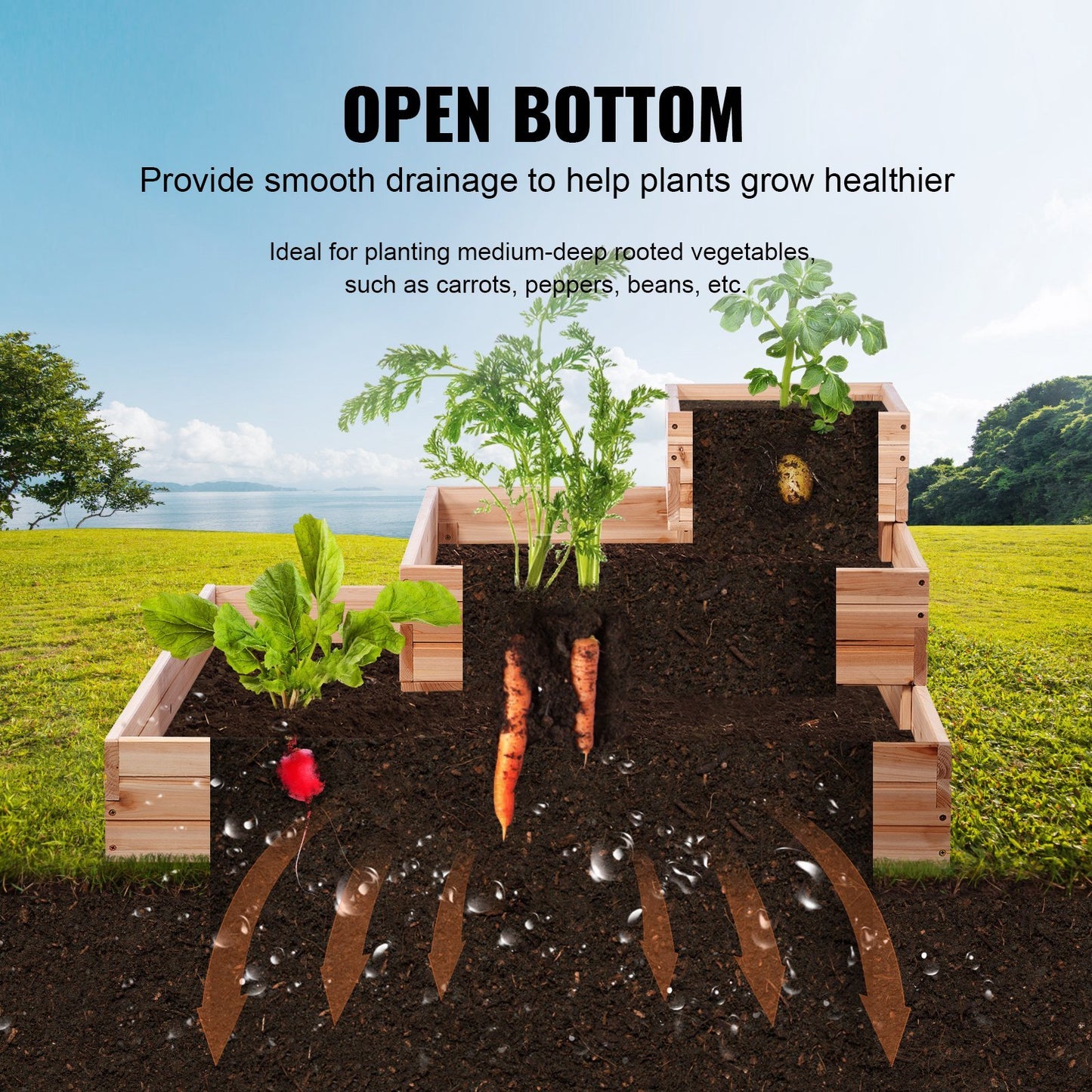 Wooden Raised Garden Bed Planter Box