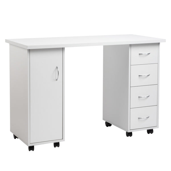 White One Door Four Drawers Computer Desk