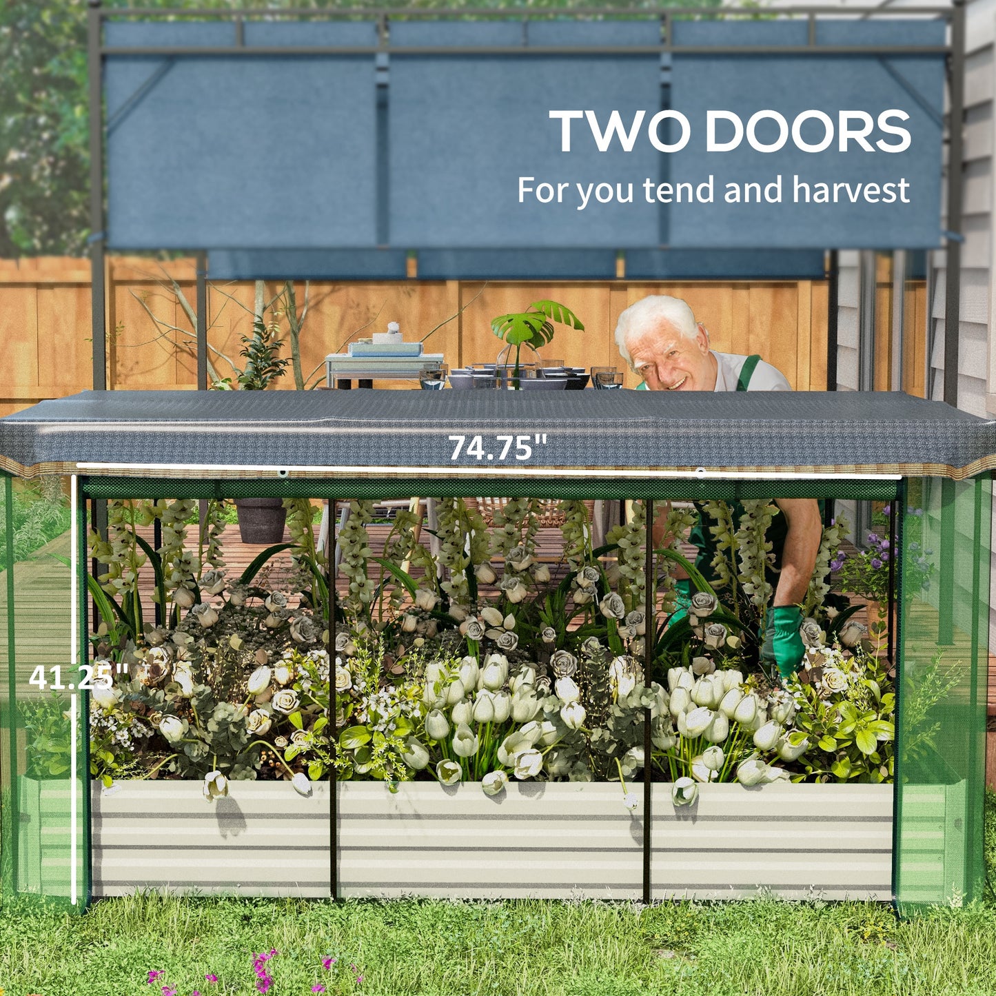 Galvanized Steel Planter Box with Crop Cage and Shade Cloth, Raised Garden Bed