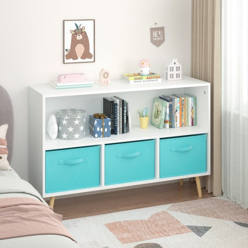 Children's Bookshelf With Foldable Fabric Drawers