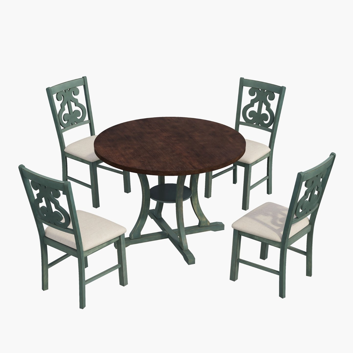 5-Piece Table Set With Fabric Chairs