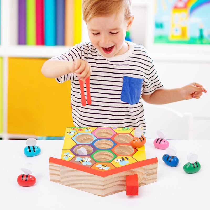 Wooden Children Montessori Education Clamp Toy Hive